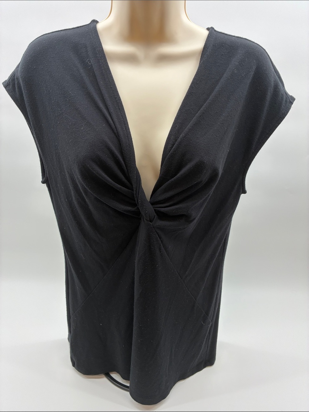Ann Taylor Black Twist-Front V-Neck Tunic